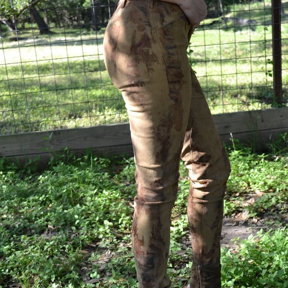 NEW leather brown tan gray‎ equestrian suede tie dyed cowgirl western XS - Picture 5 of 8